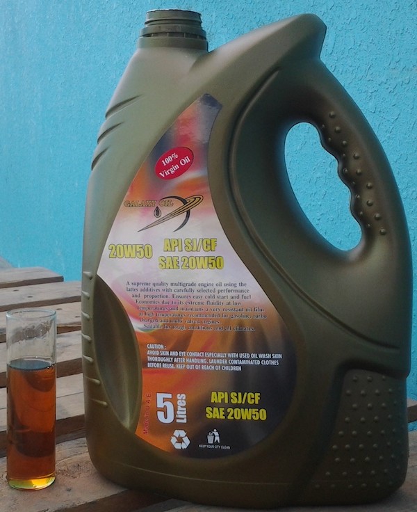 A 5 Liter Gallon of Galaxy Brand Petrol Engine Oil